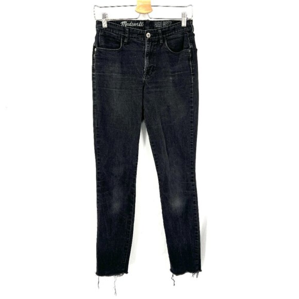 Madewell High Riser‎ skinny jeans raw hem black mid high rise waist 28 28x32